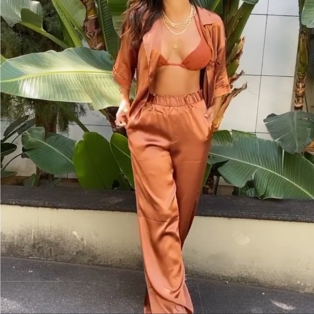 Zara Silky Satin Pyjama Pants